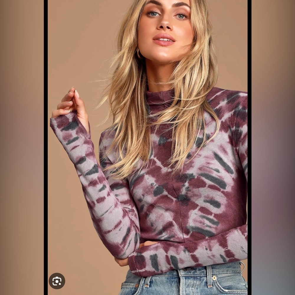 GUC We the Free ~ Free People Long Sleeve Psychodelic Mock Neck Top